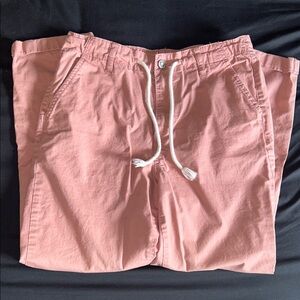 Kensie jeans rolled hem drawstring girlfriend pants in pink